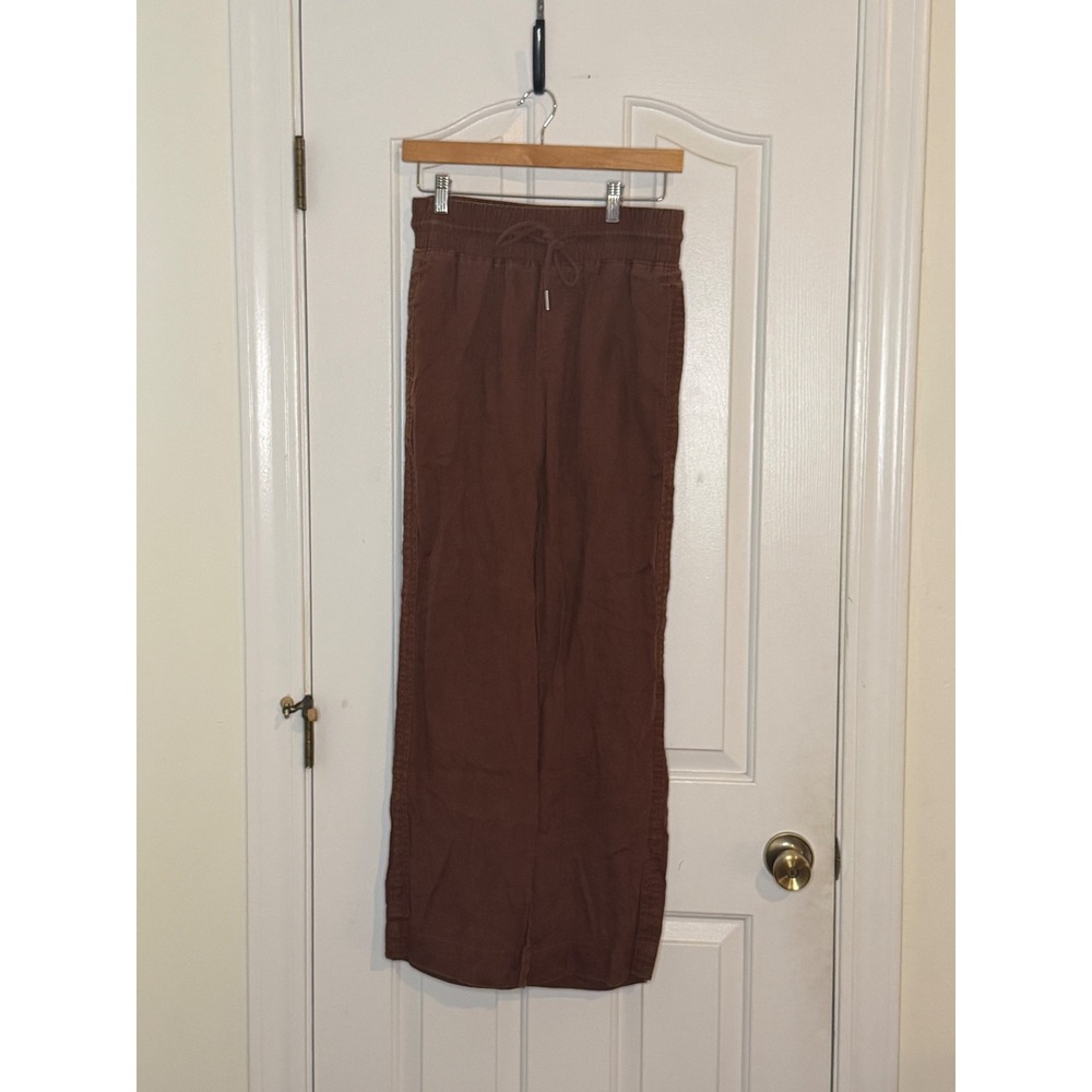 Quince | 2024 100% Linen Wide Leg Pants Small Brown Drawstring Elastic Waist - Picture 2 of 6